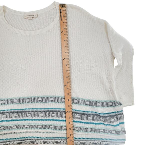Lovestitch Women’s Knit Sweater Long Sleeve Small/Medium Geometric Stripe White - Picture 7 of 9